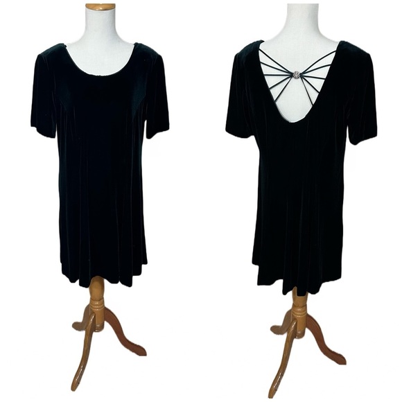 Vintage 90s Studio C Velvet Circle Dress With Back Cut Out - Picture 1 of 6